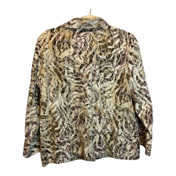 Chico's Jacket Women's Size Large Splatter Lightweight brown tan casual Chicos 2 - Picture 2 of 3